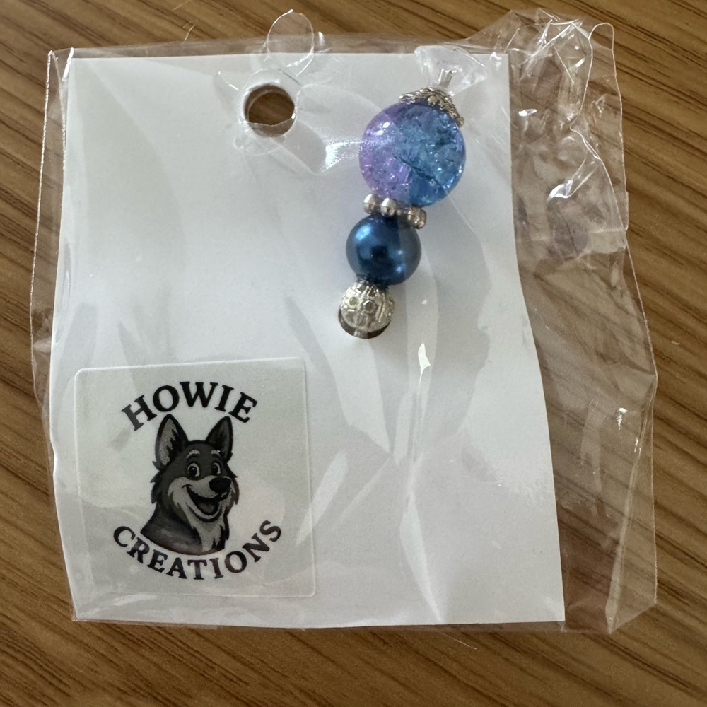 Howie Creations Blue and Purple Beaded Stick Pin - NWOT